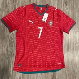 Puma Portugal Red and Green Authentic Men's Soccer Jersey - Ronaldo 7